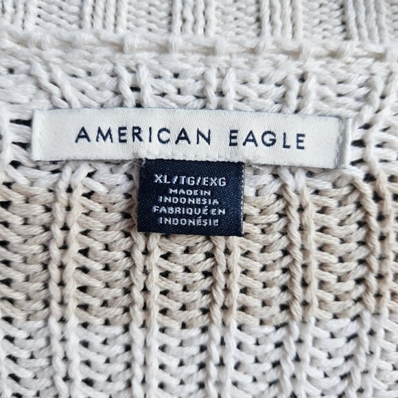 American Eagle AE Women's Cream & Tan Striped Long Sleeve Knit Sweater Size XL - Picture 9 of 13